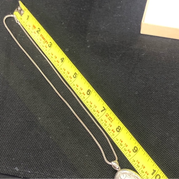 Sterling Silver Engraved Locket on Sterling Silver Wheat Chain Necklace - Picture 11 of 17